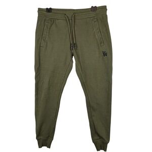 YoungLA Mens Olive Green Textured Knit Joggers Slim Fit Sweatpants Size M
